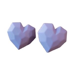 Lavender Geometric 3D Heart Stud Earrings faceted light purple origami jewelry